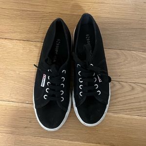 Gently used black platform Superga 2790